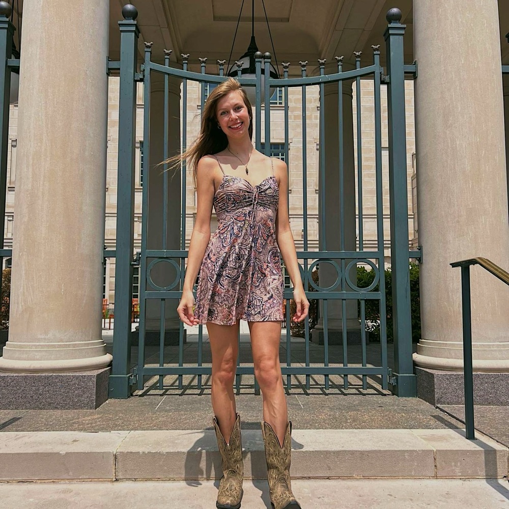 Urban Outfitters Pink Patterned Mini Dress